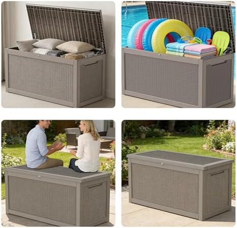 350 gallon extra large outdoor storage box，resin waterproof on a desk or shelf