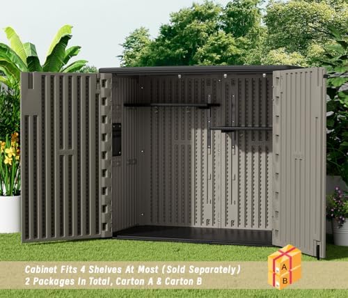 kinying plastic shelving for 37 cu.ft horizontal shed on a desk or shelf