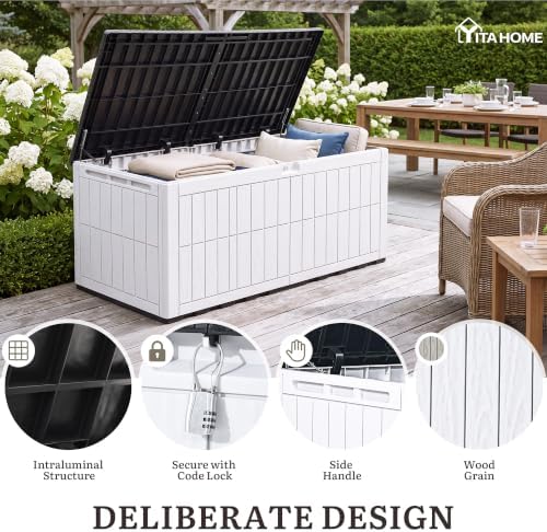 yitahome xxl 240 gallon extra large deck box, close-up detail