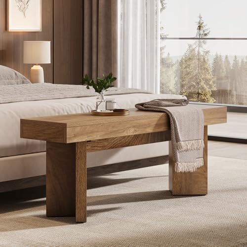 tribesigns 47" wooden entryway bench, farmhouse indoor end, close-up detail