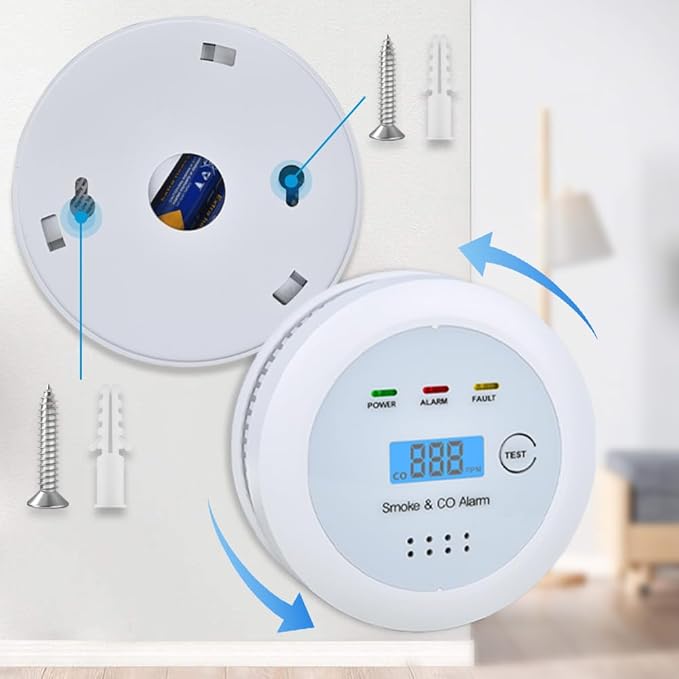 2 in1 Smoke Detector Carbon Monoxide Detector Combo, - Image 5