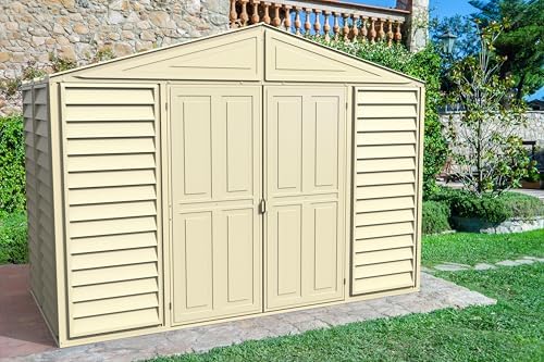 duramax 00283 woodbridge storage shed, off white, package contents