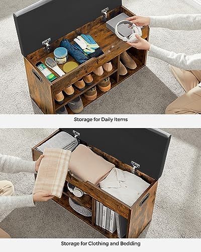 vasagle storage bench with cushion, shoe bench,11.8 x, view 10