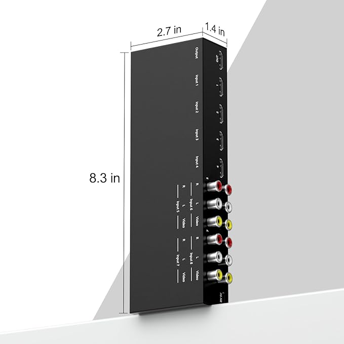 8 in to 1 Out RCA/HDMI Switcher，4 Way HDMI 2.0 + 4 RCA to HDMI - Image 7