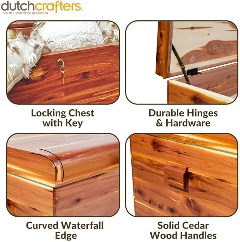 dutchcrafters cedar wood blanket storage for living room, side view