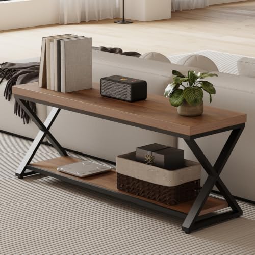 ibf rustic entryway bench with storage, rustic oak showing dimensions