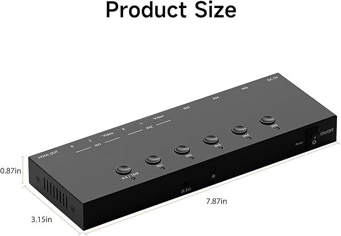 5 in to 1 Out RCA/HDMI Switcher，3 Way HDMI 2.0 + 2 RCA to HDMI Converter - Image 2