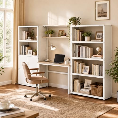 fleximounts 117"l modular garage storage cabinet with workbench on a desk or shelf