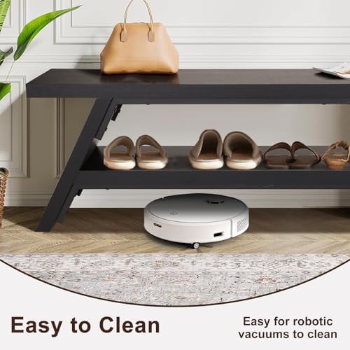 2-tier shoe storage bench, 55" large solid wood showing dimensions