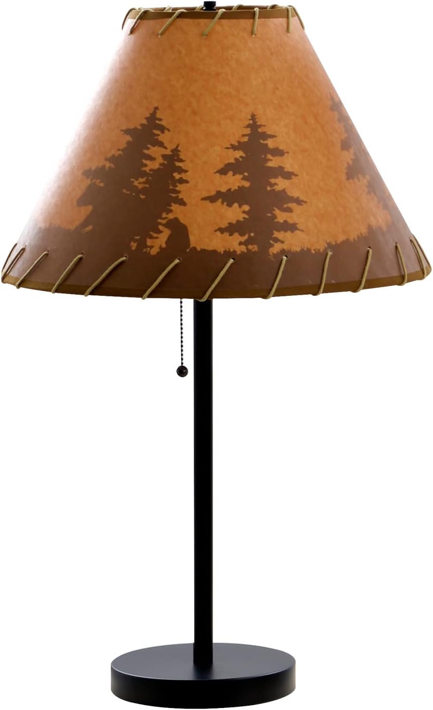 Catalina Lighting Rustic Cabin Lodge 3-Piece Table & Floor Lamp Set, LED Bulb NOT Included, 58", Forest Print, Set of 3