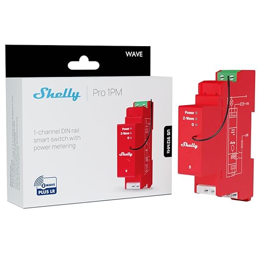 Shelly Wave Pro 1PM US LR | Z-Wave Long Range Smart Relay Switch by Shelly
