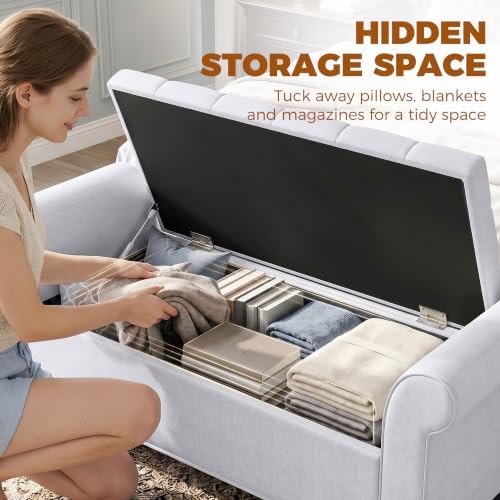 homcom 47" storage ottoman end of bed bench, side view