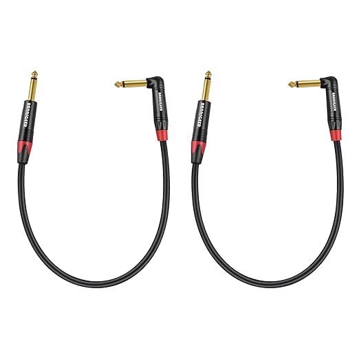 Rannsgeer 2 Pack 1/4 Inch TS Right Angle to 1/4 Inch TS 1 Feet Cable by Rannsgeer