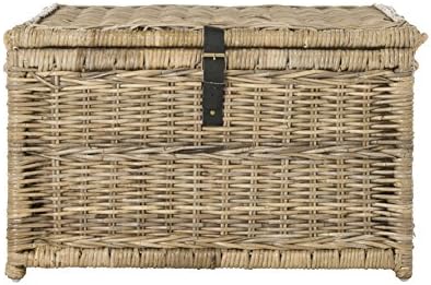 happimess caden collapsible wicker storage trunk chest 30" on a desk or shelf