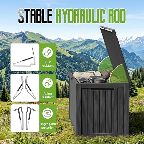 200 gallon outdoor storage deck box waterproof resin showing dimensions