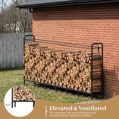 firewood rack 8ft heavy duty metal log holder, package contents