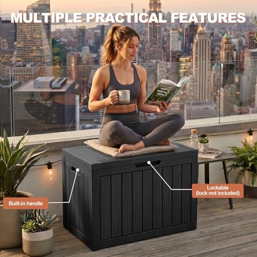 efu outdoor storage box 70 gallon deck box showing dimensions