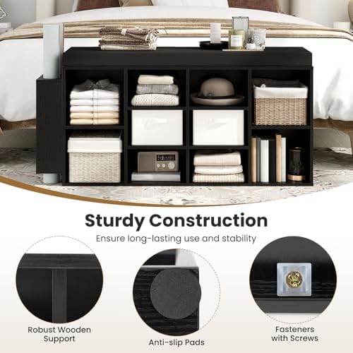 giantex shoe storage bench with umbrella stand, 10-cubby on a desk or shelf