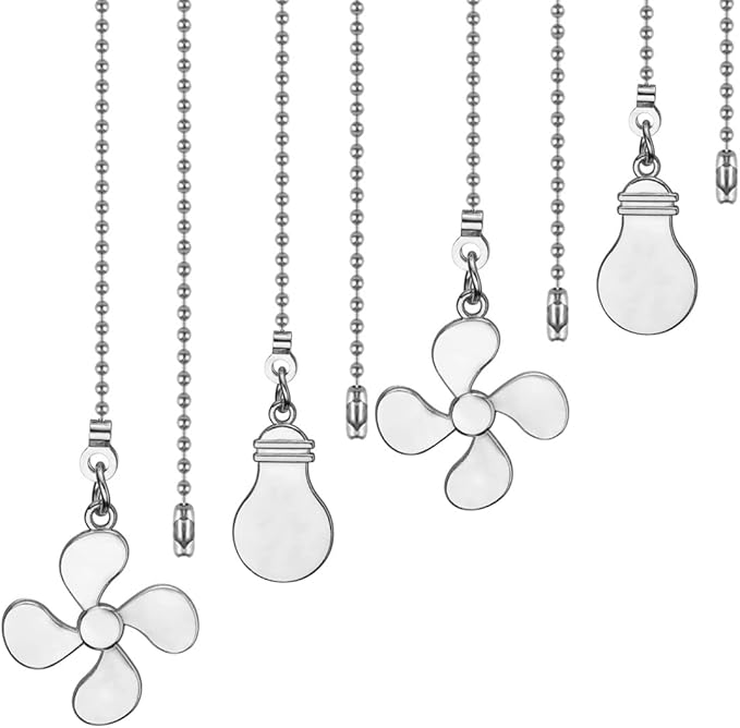 ZE-268S6- Ceiling Fan Pull Chain Set, 12 Inch Nickel, 4 Pieces Fan and Light by PRODUCT