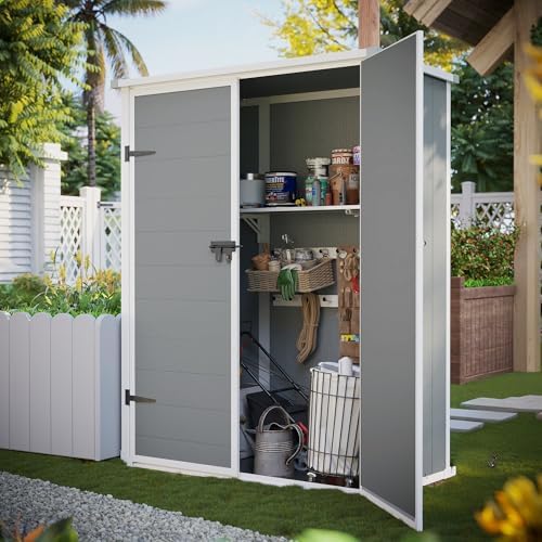 udpatio 51 cu.ft vertical outdoor storage shed with, front angle view