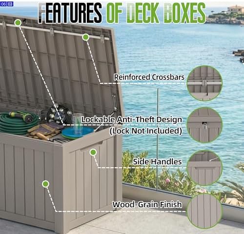 150 gallon outdoor storage deck box waterproof resin, package contents