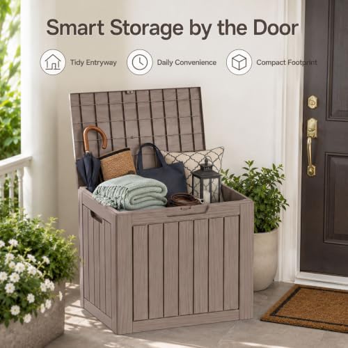 outdoor storage box resin deck box waterproof gray, view 10