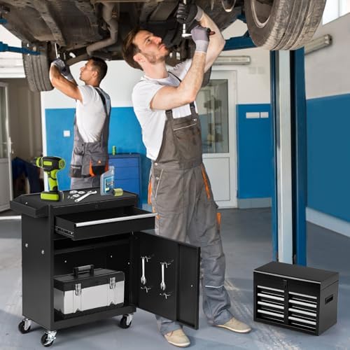 dawmilon 5-drawer rolling tool chest with wheels shown in use