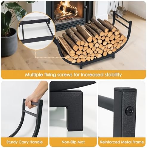 facka 30 inch firewood rack outdoor metal wood showing dimensions