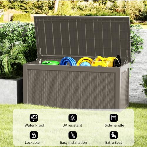 outdoor storage box 325gal waterproof resin deck box,pool, view 9