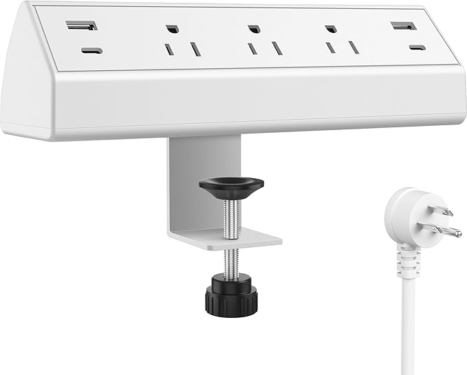 Desk Clamp Power Strip, 40W Fast Charging Station, Desktop Mount Surge Protector by Jgstkcity