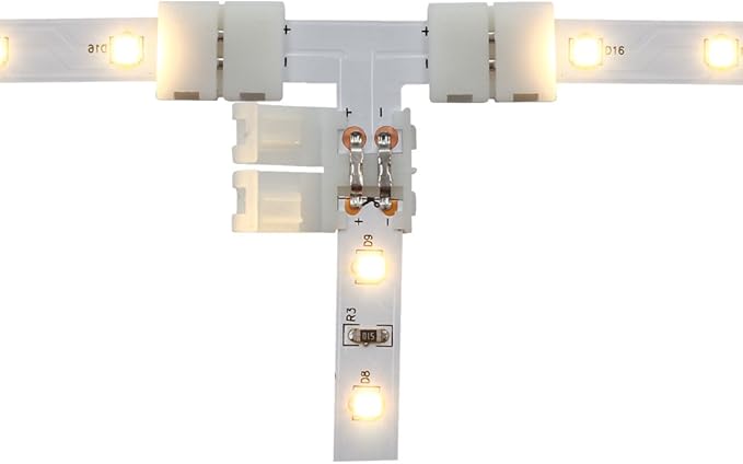 LightingWill 10pcs/Pack T Shape Solderless Snap Down 2Pin Conductor LED Strip - Image 5