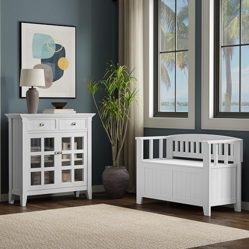 simplihome acadian storage bench and cabinet set in shown in use