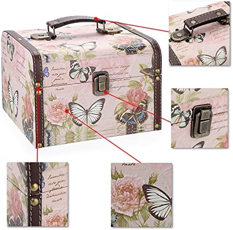 elldoo decorative treasure chest box, wooden + pu, front angle view