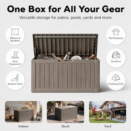 91 gal deck box,waterproof resin outdoor storage gas, package contents