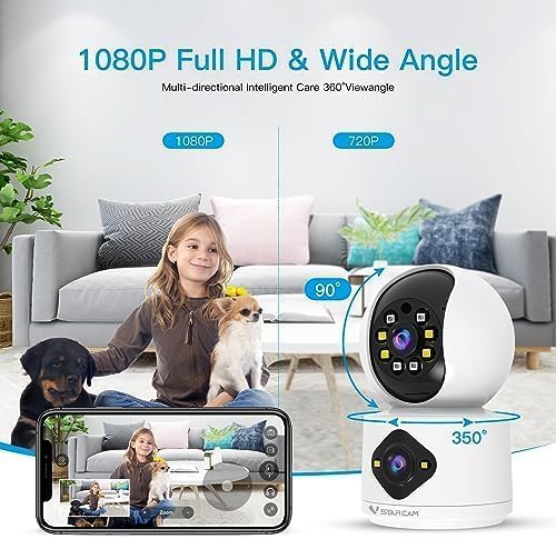 VSTARCAM 1080P Camera Dual-LensI, Pet Baby Monitor, 360° Security Camera Indoor - Image 4