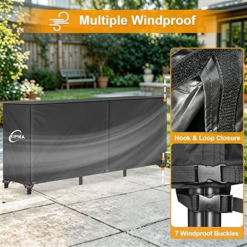 kipiea 8ft waterproof firewood storage log rack cover, side view