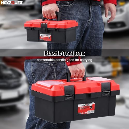 maxpower 2-pc plastic tool box, 12" small & on a desk or shelf