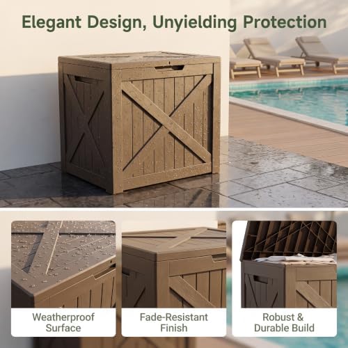 nicbex 32 gallon waterproof resin storage deck box, close-up detail