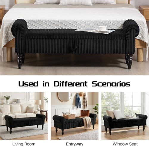60" storage bench for bedroom,end of bed bench, view 9