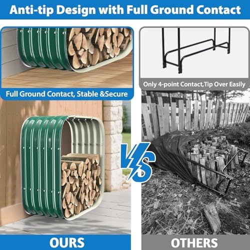 27in firewood rack outdoor indoor, 300lbs capacity,waterproof heavy showing dimensions