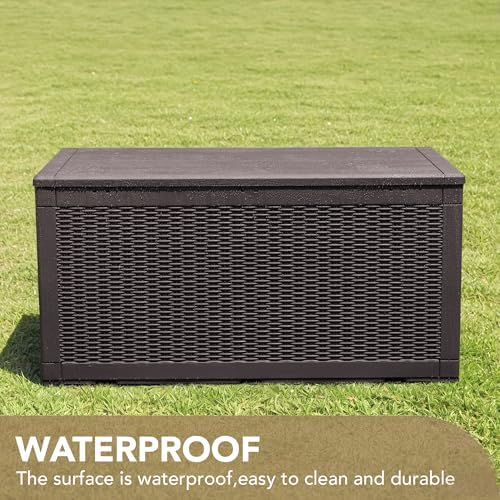 devoko 100 gallon waterproof deck box, resin large, side view