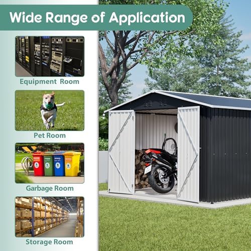 yopto 10x12 ft outdoor storage shed,metal shed w/updated, view 9