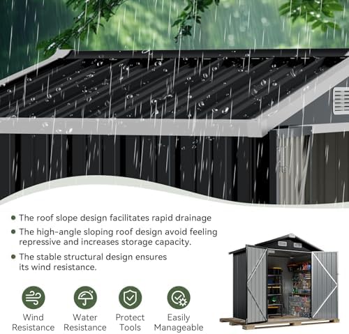 aoxun 6x4 ft shed outdoor storage shed with, side view