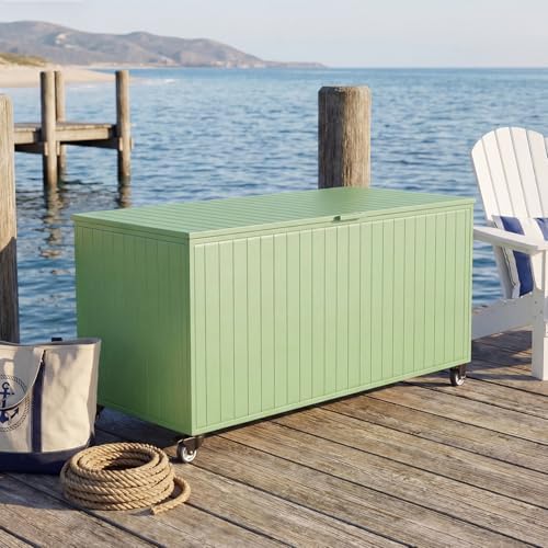 outdoor storage box with wheels 250 gallon, metal, package contents