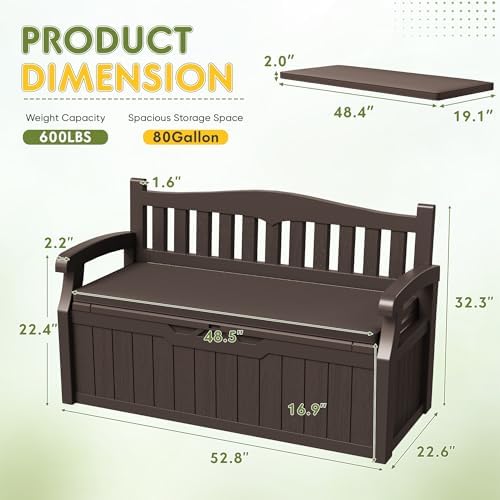 greesum 80 gallon outdoor storage bench deck box, close-up detail