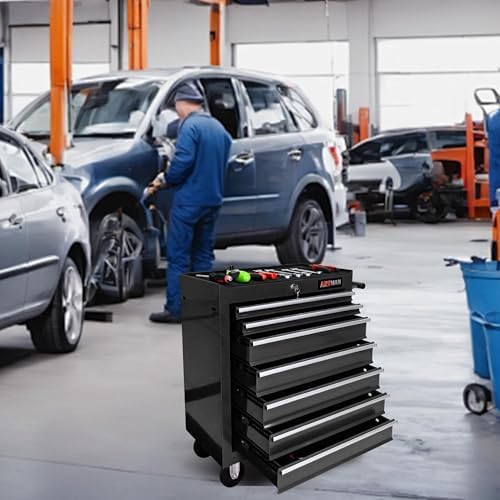 7 drawers rolling tool cart on wheels, multifunctional shown in use