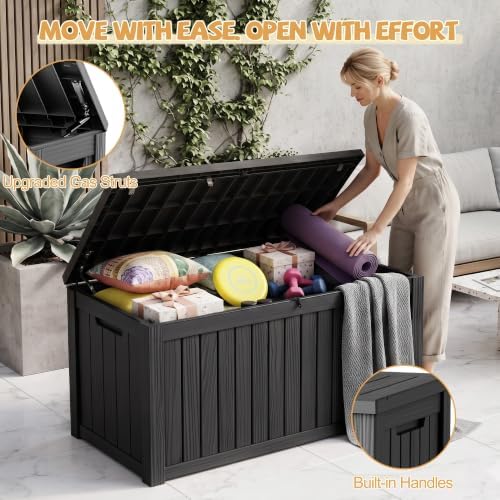 efu outdoor storage box waterproof, 330 gal gen showing dimensions