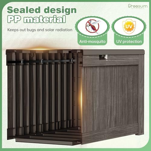 greesum outdoor storage box 120 gallon storage bin, close-up detail