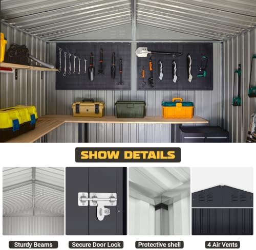 polar aurora 8 x 12 ft outdoor storage, close-up detail