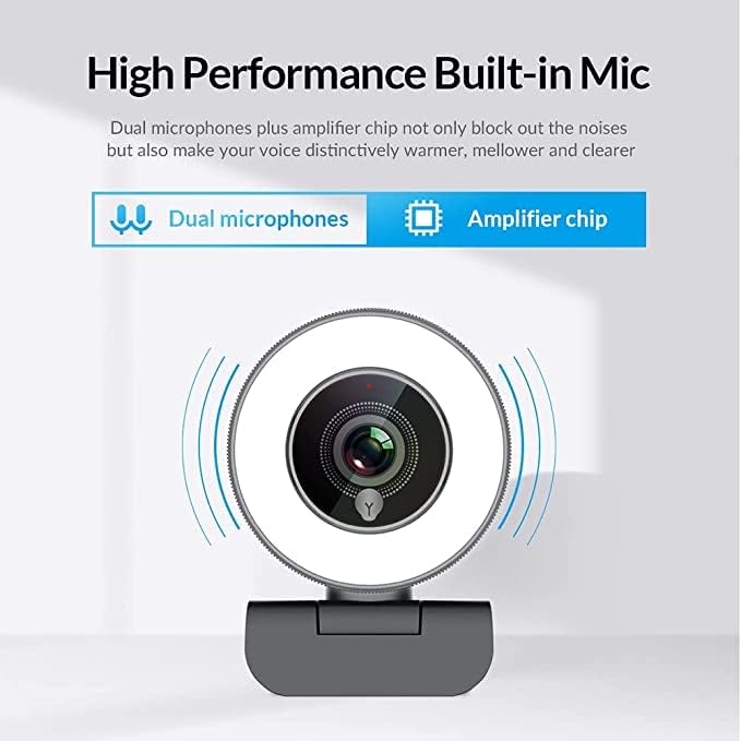Angetube Streaming 1080P HD Webcam Built in Adjustable Ring Light and Mic. - Image 5